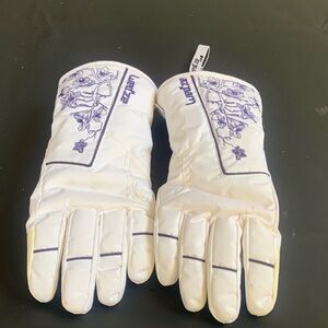 White and Purple Women's Gloves